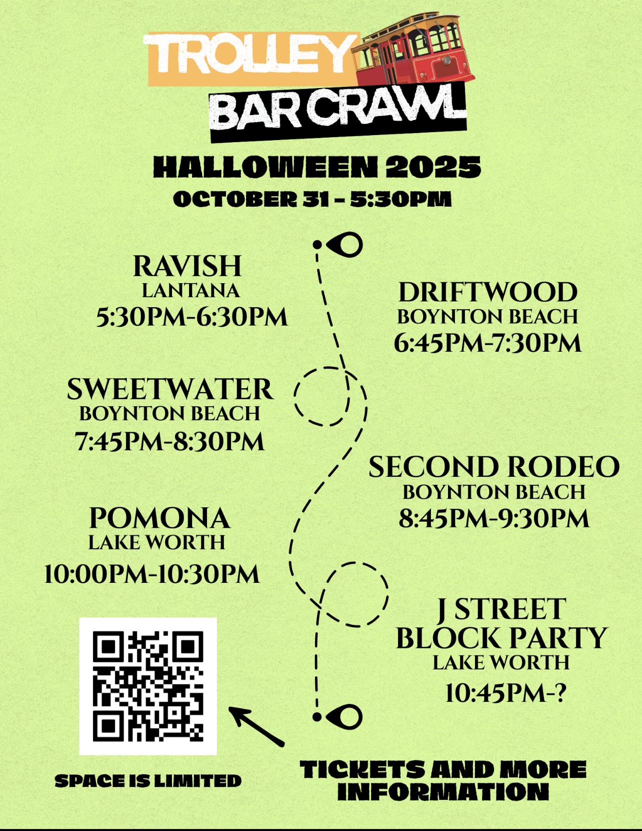 Halloween Trolley Crawl, October 21 from 5:30pm